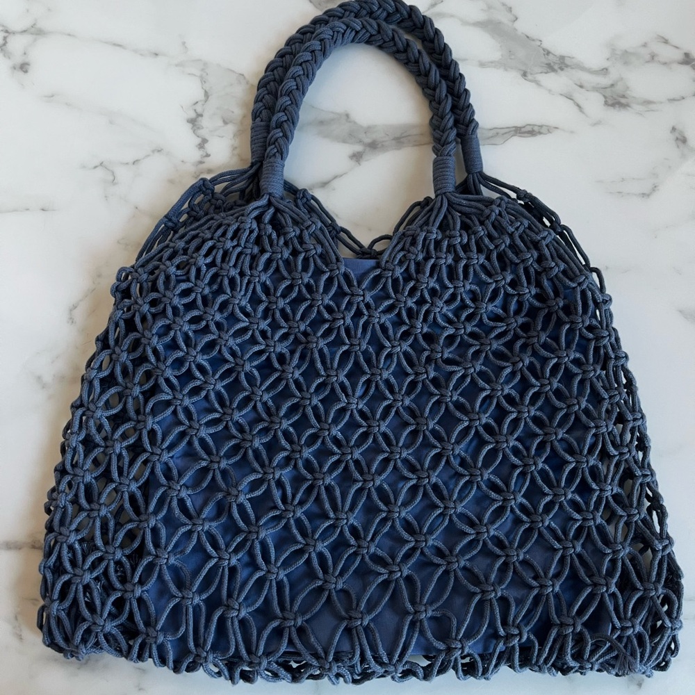 Elegant Blue Knotted Tote Bag